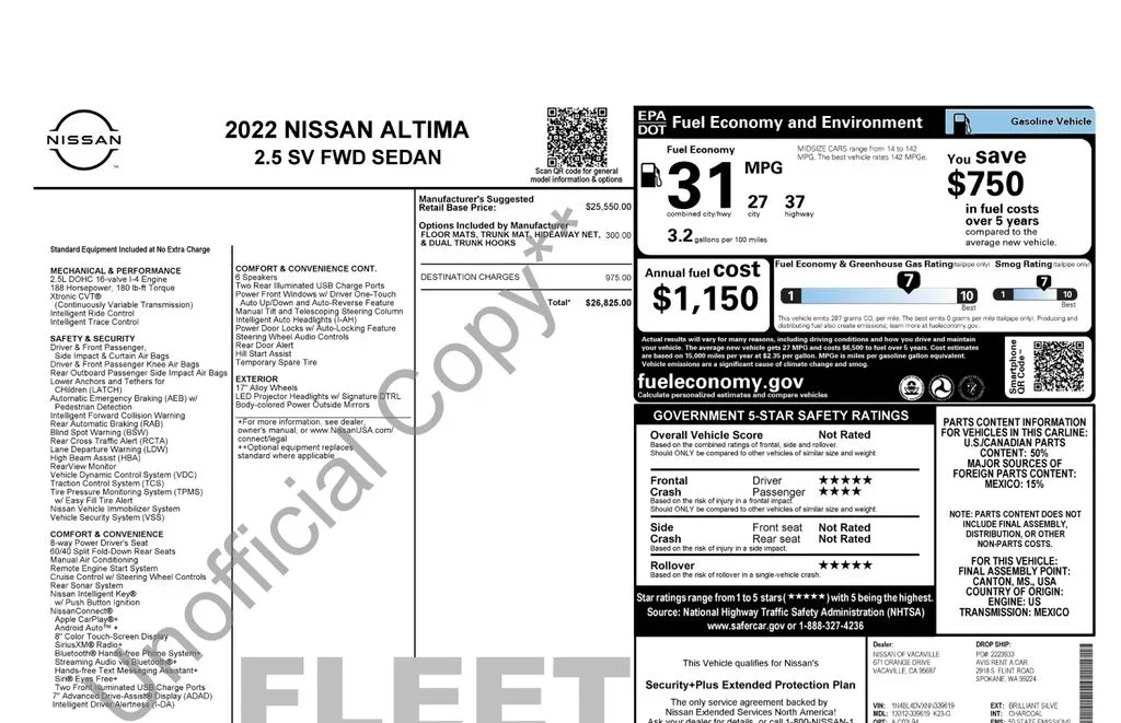2022 Nissan Altima 2.5 SV