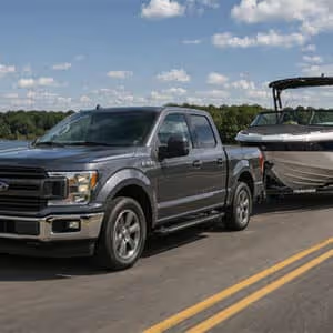 Truck towing a boat